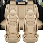 Full Coverage Car Seat Cover， Universal Leather Car Seat Cover Compatible for Opel Astra H K5 Dl3 Compatible for Mitsubishi Eclipse Cross Citroen C3 Accsesories Interior Covers(9 PCS-03)