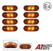 8 Pcs Orange Amber 24v 2 Led Side Marker Indicators Lights Truck Lorry E-Mark