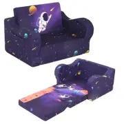 Kids Sofa, 2-in-1 Kids Couch Fold Out, Convertible Sofa to Bed for Astronaut