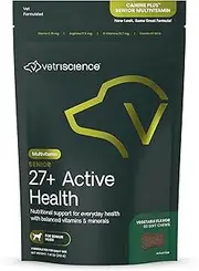 VetriScience Senior 27+ Active Health Chews, Canine Plus Daily Multivitamin for Senior Dogs, Balanced Vitamins, Minerals and Antioxidants, Healthy Aging and Wellness Support, Veggie, 60 Count