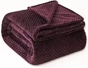 Luxury Throw Blanket King Size Waffle Honey Comb Throw Blanket Super Soft Lightweight Warm Cosy Fleece Throws for Couch Bedspread Travel Sofa Throw Blanket (Aubergine, King - 200x240cm)
