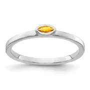 Solid 14k White Gold Bezel-set Marquise Simulated Citrine Ring