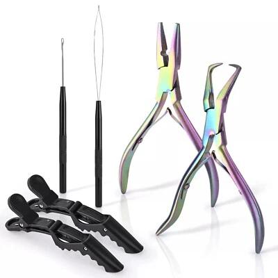 Hair extension pliers kit for bead opener/closer micro link beading tool set