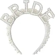 [RJFUJP] Bride Headband, Bride to Be Headband, Bridal Headband with Imitation Peals, 18 * 19cm/7.1 * 7.48in, Perfect for Wedding Ceremonies