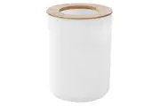 Boxsweden Bano 6L Bathroom Waste Garbage Bin 26cm Bamboo Top Trash Can White