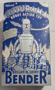 Bender Futurama 2001 Bright N Shiny Bender Wind Up Robot Action Toy NIB FreeShip
