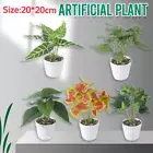 Artificial Potted Plant Small Faux Bonsai Greenery IndoorHome Office Table Decor