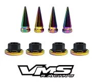 6 VMS RACING STRUT TOWER SPIKES NEO CHROME WASHERS BLACK NUTS FOR SUBARU (for: Subaru)