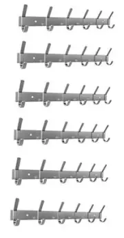 Brushed Nickel Coat Rack Wall Mount with 6 Double Hooks 6 Hooks - 6 Pack Silver