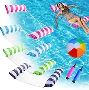 AUTOWT 4 Pack Inflatable Pool Float Hammock Set for Adults, 4-in-1 Water Hammock Pool Float with Air Pump, Multi Purpose Swimming Pool Accessories (Saddle, Lounge Chair, Hammock, Drifter)