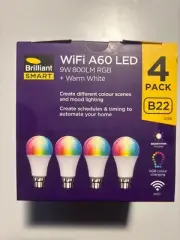 4 x Brilliant Smart WiFi 9W RGB+Warm white LED Bulbs