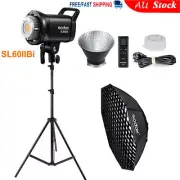 Godox SL60IIBi Bi-color Studio LED Video Light + 95cm Grid Softbox + Light Stand