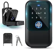 LOQRON Smart Key Lock Box, Bluetooth Fingerprint Lock Box with APP Control, Fingerprint Recognize & Multiple Code Types, Security Key Lock Box for Outside, Owner, Realtor, Airbnb (New Version)
