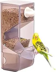 Bird Cage Feeder, Automatic Bird Cage Feeder, Translucent Splash Proof No Mess Bird Feeder with Drawer, Large Capacity Bird Cage Accessories with Standing Pole, No Mess Bird Feeder