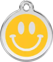 Smiley Face Dog Cat Pet ID Tag Charm Personalized Red Dingo Lifetime Guarantee