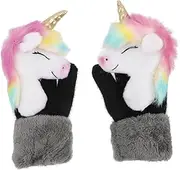 [TINEASUR] Handmade Boys and Girls Gloves Unicorns Animal Gloves Plush Warm Gloves for Outdoor Adventures
