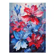 Blue Red Flower Canvas Print
