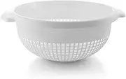 YBM Home Deep Plastic Strainer Colander with Handle – Made of Food Safe BPA-Free Plastic - Durable and Dishwasher Safe - Use for Pasta, Noodles, Spaghetti, Vegetables and More (1, White)