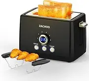 [ZACHVO] Toaster, Retro Bread Toaster 2 Slots with LED Display, Toasters with 6 Bread Shade Settings, Bagel, Cancel, Defrost Function, Stainless Steel with High Lift Lever, Removal Crumb Tray, Black