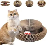 Kitty Curlz Cat Toy, Cat Scratch Toy with Bell Ball, Reversible Infinity Style Cardboard Scratcher, The Ultimate Interactive Cat Scratching Board for Indoor