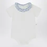 [Teddy & Minou] White romper with Liberty fabric collar 12 M White