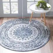 Aberdeen Collection Area Rug - Derbyshire (4' 1" Round, Light Blue/ Gray)