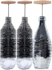 [Grunda] Pack of 2 35 cm Bottle Brush Compatible with Sodastream Glass Bottle, Scratch-Free Bottle Cleaner Brush Removes Stubborn Dirt, Cleaning Brush with Perfect Fit for Glass Carafe