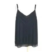 TORRID - WOMEN'S 1 - BLACK SLEEVELESS CHIFFON TONAL BEADED TANK TOP BLOUSE