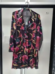 new TS 14 16 S VELVET VELOUR black pink purple flare vintage print coat jacket