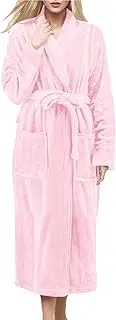 [Generic] Furry Women's Terry Towelling Dressing Gown Cotton Long Fleece Bathrobe Soft Nightdress Sauna Gown Terry Cloth Dress Fluffy Bathrobe for Sauna Travel House Coat Dressing Gowns, Watermelon red, Medium