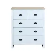Ari Modern Chest Of 5-Drawers Tallboy Dresser Storage Cabinet - Oak & White