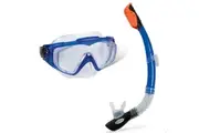 Intex Aqua Flow Sport Silicone Swim Snorkeling Goggle Mask Snorkel Set 14y+ Blue
