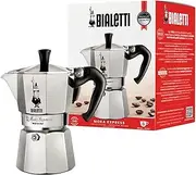 Bialetti - Moka Express: Iconic Stovetop Espresso Maker, Makes Real Italian Coffee, Moka Pot 6 Cup (270ml), Aluminium, Silver