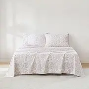 [Lush Decor] Peony Toile Cotton Sheet Set 4 Piece Set King Peach - Cotton Sheets - Floral Bed Sheets - Pink - Coquette Decor