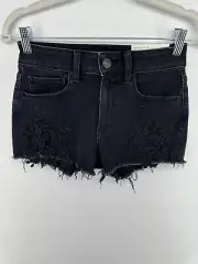 American Eagle Next Level Stretch Hi-Rise Shorts Black Size 2 Embroidered