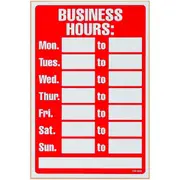 Headline Sign Business Opening Hours Red/White