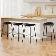 Set of 4 Metal Bar Stools - Black