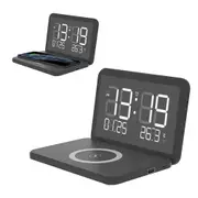 Electric Wireless Charger Digital Thermometer Alarm Clock for iPhone Samsung Huawei