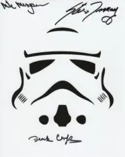 Film Autograph: STAR WARS Multi-signed Stormtrooper Photo incl. DEREK CHAFER