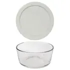 Pyrex (1) 7201 4-Cup Glass Bowl and (1) 7201-PC Sleek Silver Lid - Made in USA