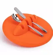 Silicone Spoon & Utensil Rest Holder & Drip Pad Heat Resistant BPA-Free Orange