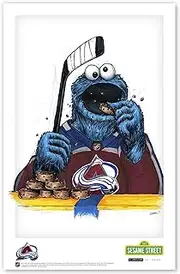 Colorado Avalanche Cookie Monster NHL Looney Tunes Art Poster Print by S. Preston - Living Room Home Wall Decor, 11" x 17" Unframed Artwork