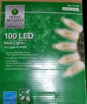 Home Depot Accents 100 LED MINI STRING LIGHTS Warm White on GREEN wire NEW