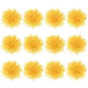 12-Pack Chiffon Flowers 2.76 x 2.76" Fabric Flowers for Craft [Yellow]