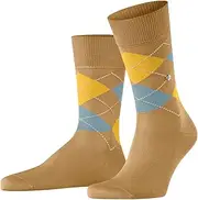 [Burlington] Men's Manchester Socks Breathable Sustainable Organic Cotton Thin Flat Seam In The Toe Area Argyle Pattern For Dress Casual Business Looks 1 Pair