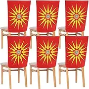 miaozhen Chair Cover Removable for Dining Room Set of 6 Chair Slip Cover protectores para sillas de comedor Ethnic Macedonian Flag