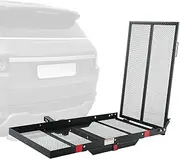 VEVOR Hitch Mount Wheelchair Carrier 45.3" x 25.6", 500LBS Mobility Scooter Carrier with Folding Ramp, Iron Trailer Hitch Rack Basket with Stabilizer, Straps, Fit 2" Hitch Receiver for SUV Van Car