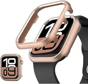 NINKI Metal Case for Apple Watch Series 10 42mm - Bumper Face Cover for iWatch - Rose Gold