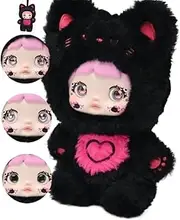 Shopular Nommi Blind Box Opened Plush Doll Nommi Loveliness Never Ends Series Confirmed Kawaii Plushie Charm Doll Cute Xmas Collectible Birthday Gift (Black Cat)