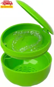 Retainer Cleaner Case,Double Layer No-Leak Denture Cup for Soaking Dentures, Den